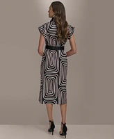 Donna Karan New York Women's Belted Printed Cotton Shirtdress