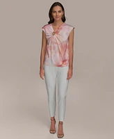 Donna Karan New York Women's Printed V-Neck Blouse