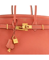 Pre-Owned Hermes Birkin 30 Handbag Pink Clemence with Gold Hardware