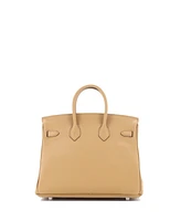 Pre-Owned Hermes Birkin 25 Handbag Brown Clemence with Palladium Hardware