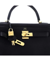 Pre-Owned Hermes Kelly 28 Handbag Black Togo with Gold Hardware
