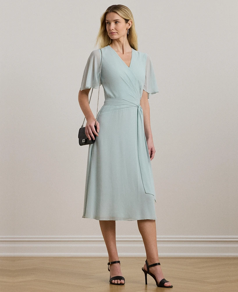 Lauren Ralph Women's Belted Georgette Dress