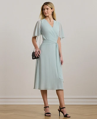 Lauren Ralph Women's Belted Georgette Dress