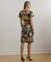 Lauren Ralph Women's Floral Stretch Jersey Surplice Dress