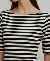 Lauren Ralph Women's Striped Stretch Cotton Midi Dress