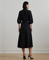 Lauren Ralph Women's Cotton-Blend Bubble-Sleeve Shirtdress