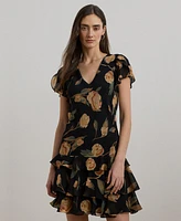 Lauren Ralph Women's Floral Georgette Drop-Waist Dress