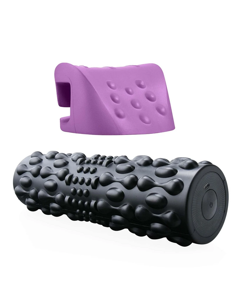 Pursonic Muscle Relief Bundle: Vibrating Foam Roller & Neck and Shoulder Stretcher