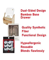 Pursonic Glamour Essentials Bundle: Studio Makeup Brush Set, False Eyelashes Extensions (3 pairs per pack) and Dual-Sided Vanity Mirror