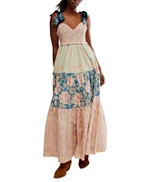 Free People Women's Bluebell Cotton Mixed-Print Tiered Maxi Dress