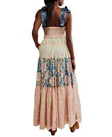 Free People Women's Bluebell Cotton Mixed-Print Tiered Maxi Dress