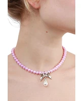 Bow Pink Pearls Necklace