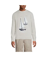 Lands' End Men's Long Sleeve Drifter Sailboats Sweater