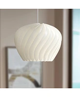 Cavelli 15" Mid Century Modern Pendant Ceiling Light Fixture Dining Room Over Table Kitchen Island Foyer Swirl Hanging Flower White Hallway Entryway L