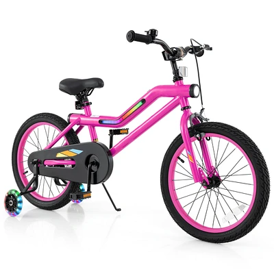 Led Lighted Kids Bike with Training Wheels and Headlight Ideal for Safe Riding for Ages 4-7 Years