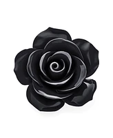 Bling Jewelry Romantic Floral Blooming 3D Carved Rose Brooche Pin Pink Blue Black White Red