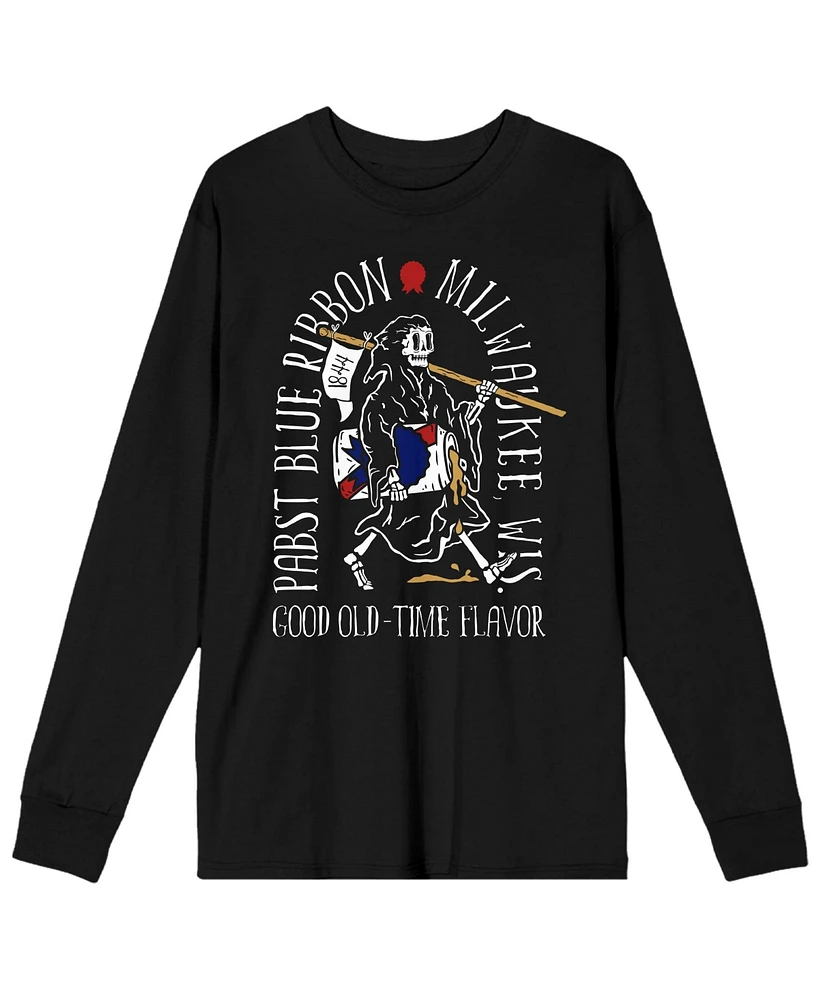 Pabst Blue Ribbon Good Old-Time Flavor Men's Black Long Sleeve