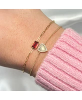 The Lovery Garnet Bezel Paperclip Bracelet 14K Gold