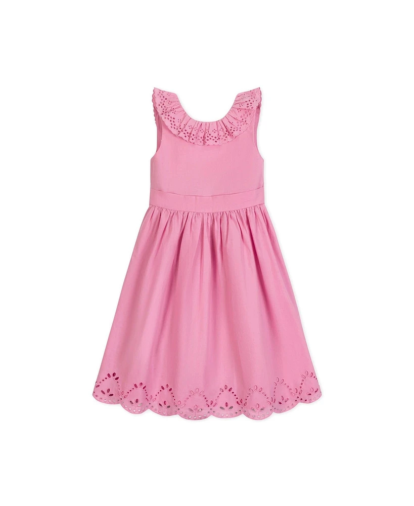Hope & Henry Toddler Girls Organic Ruffle Collar Party Dress with Eyelet Embroidery