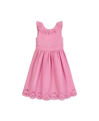 Hope & Henry Girls' Organic Ruffle Collar Party Dress with Eyelet Embroidery