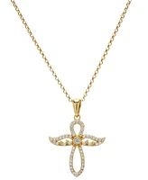 Lab Grown White Sapphire Angel Pendant Necklace (1/2 ct. t.w.) in 14k Gold over Sterling Silver, 18"