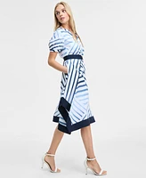 Karl Lagerfeld Paris Women's Printed Handkerchief-Hem Shirtdress