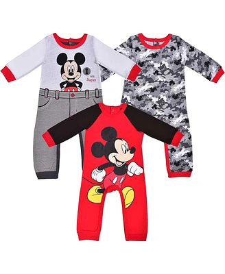 Children's Apparel Network Baby Boys and Girls Mickey Mouse 3-Pack Red/Gray Sleeper