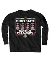 Blue 84 Big Boys and Girls Black Ohio State Buckeyes College Football Playoff 2024 National Champions Schedule Long Sleeve T-Shirt