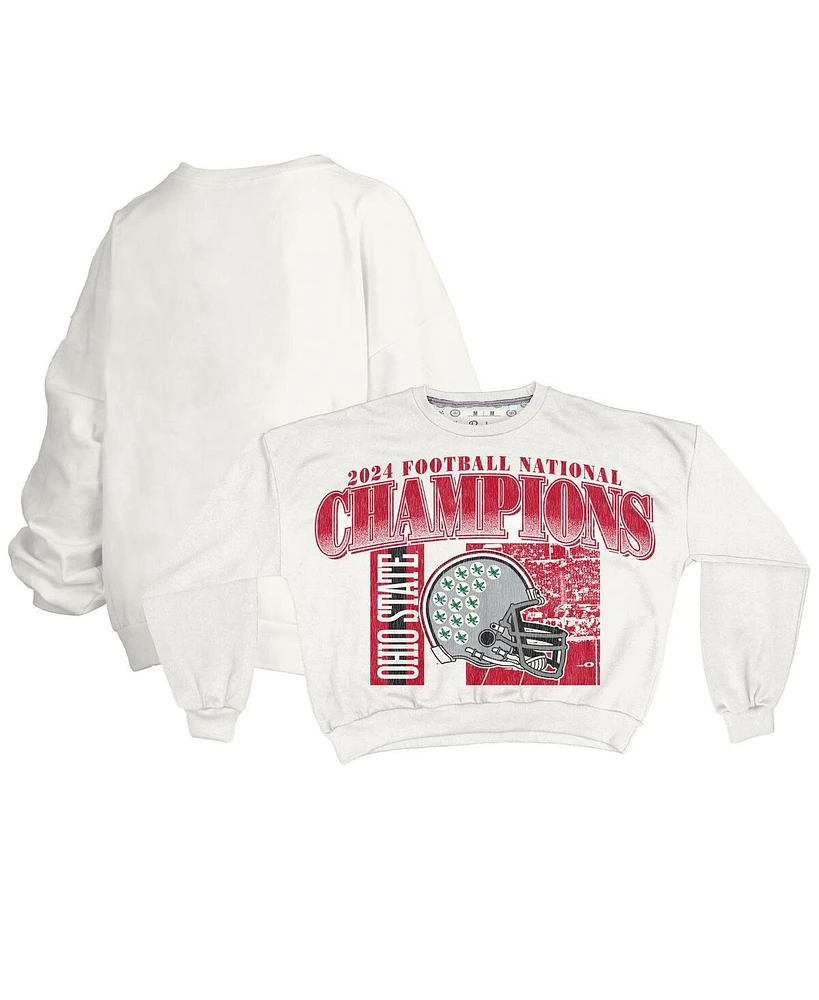 Pressbox Women's White Ohio State Buckeyes College Football Playoff 2024 National Champions Zone Oversized Sweatshirt