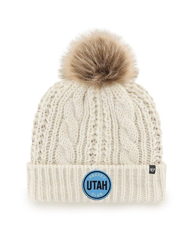 '47 Brand Women's Cream Utah Hockey Club Meeko Cuffed Knit Hat with Pom