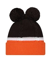 New Era Women's Black Cincinnati Bengals Double Bubble Cuffed Knit Hat with Poms