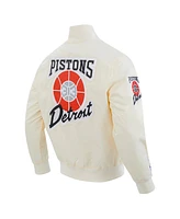 Pro Standard Men's Cream Detroit Pistons 2024/25 City Edition Chenille Applique Full-Snap Satin Jacket