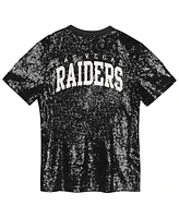 Outerstuff Big Girls Black Las Vegas Raider's Wordmark Sequin V-Neck Top