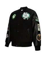 Mitchell & Ness Men's Black Boston Celtics Hardwood Classics Blackout Collection Full-Snap Varsity Jacket