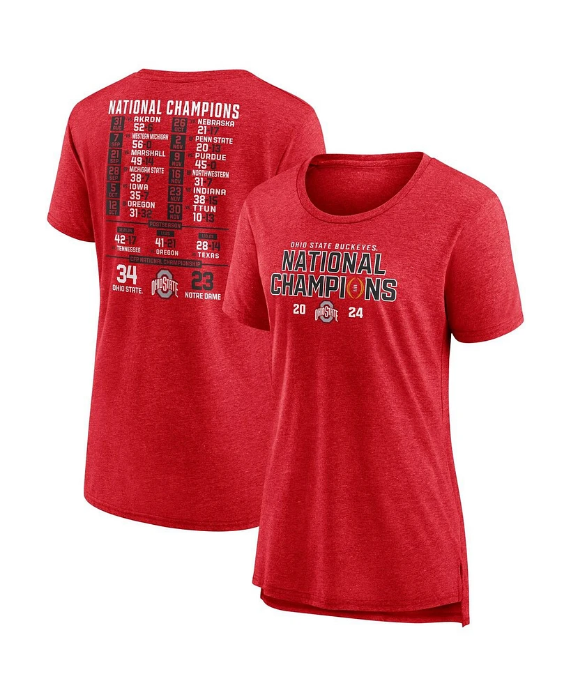 Fanatics Women's Scarlet Ohio State Buckeyes College Football Playoff 2024 National Champions Schedule Plus T-Shirt