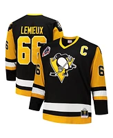 Mitchell & Ness Men's Mario Lemieux Black Pittsburgh Penguins Big Tall 1991/92 Blue Line 2.0 Jersey