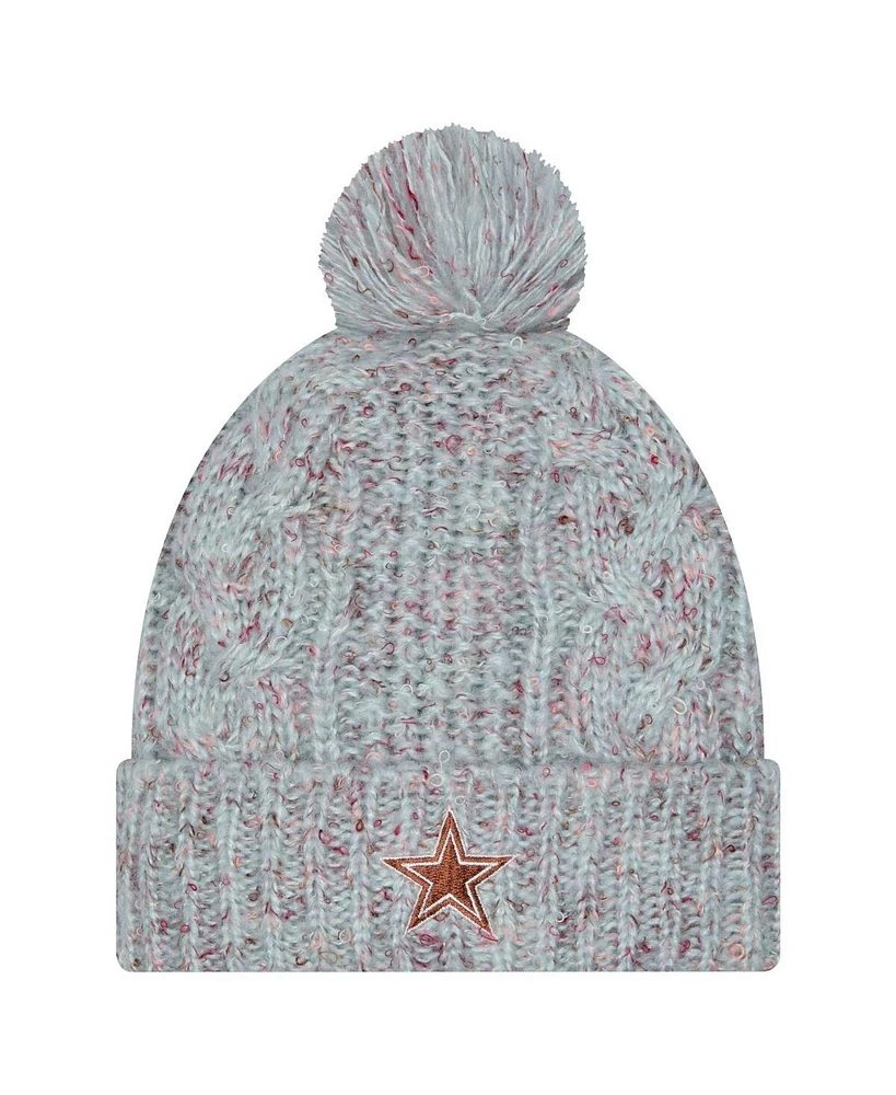 New Era Women's Blue Dallas Cowboys Trendy Tone Cuffed Knit Hat with Pom