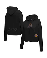 Pro Standard Women's Black Los Angeles Lakers Jewels Cropped Pullover Hoodie