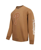 Pro Standard Men's Brown Philadelphia Phillies Paint The City Dropped Shoulder Pullover Sweatshirt