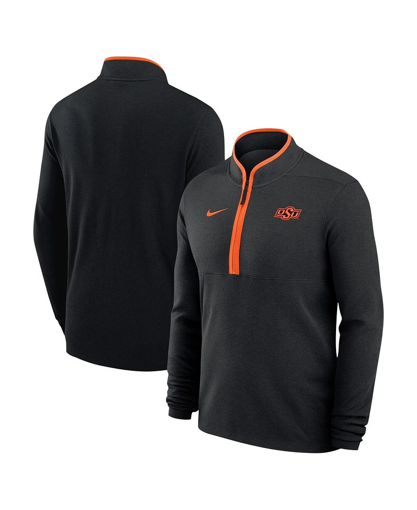Nike Men's Black Oklahoma State Cowboys Coaches Courtside Basketball Victory Performance Quarter-Zip Sweatshirt