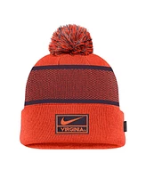 Nike Men's Orange Virginia Cavaliers 2024 Sideline Peak Cuffed Knit Hat with Pom