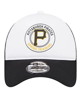 New Era Men's White/Black Pittsburgh Pirates Spring Training Circle Foam A-Frame 9FORTY Trucker Adjustable Hat