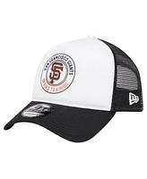 New Era Men's White/Black San Francisco Giants Spring Training Circle Foam A-Frame 9FORTY Trucker Adjustable Hat