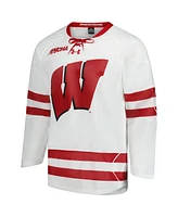 Under Armour Men's White Wisconsin Badgers Replica Hockey Jersey