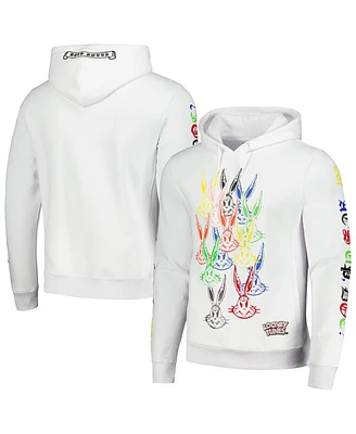 Freeze Max Men's White Looney Tunes Bugs Color Chrome Pullover Hoodie