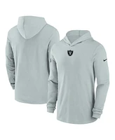 Nike Men's Silver Las Vegas Raider's Sideline Performance Long Sleeve Hoodie T-Shirt