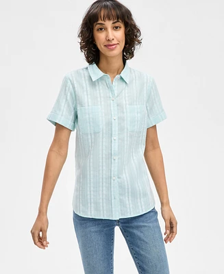 Nautica Jeans Women's Jasmin Jacquard Cotton Camp Shirt