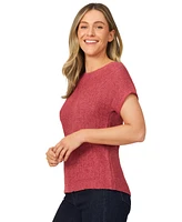 Melissa Paige Petite Buttoned-Back Dolman-Sleeve Sweater