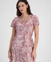Alex Evenings Women's Soutache Sequined Evening Gown