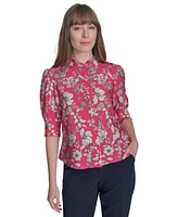 Tommy Hilfiger Women's Printed Puff-Sleeve Blouse